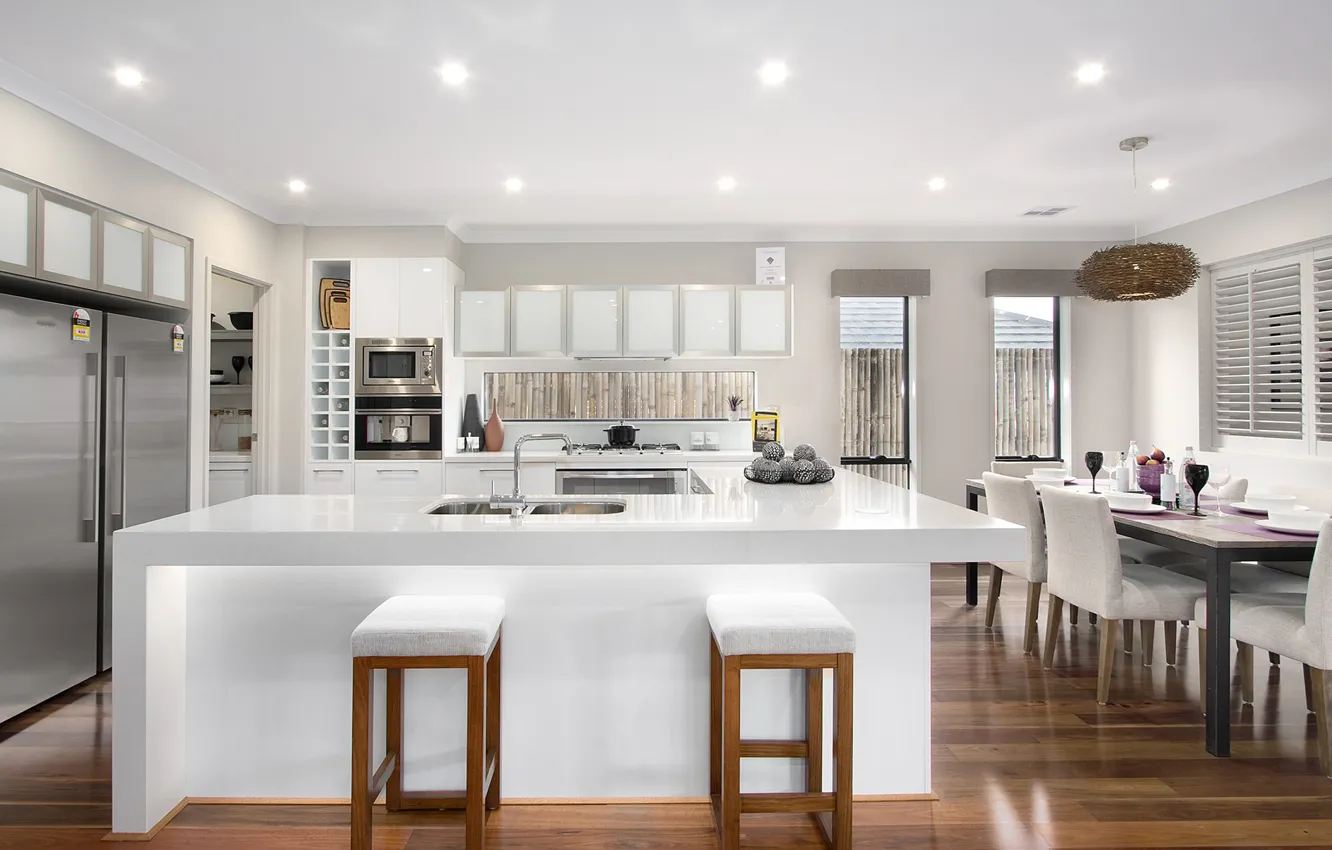Photo wallpaper white, interior, home, kitchen