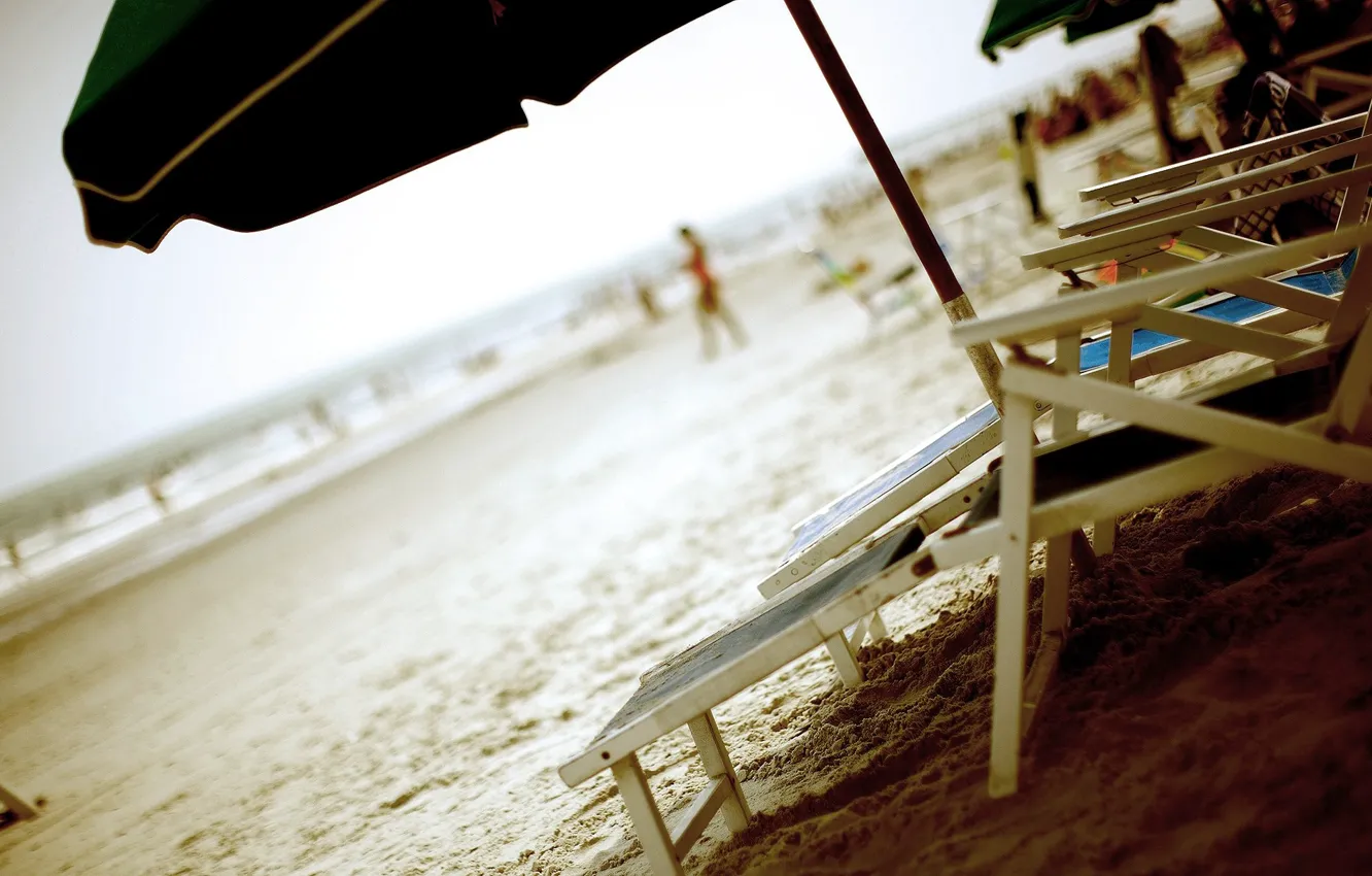 Photo wallpaper sand, summer, umbrella, Beach, sunbeds