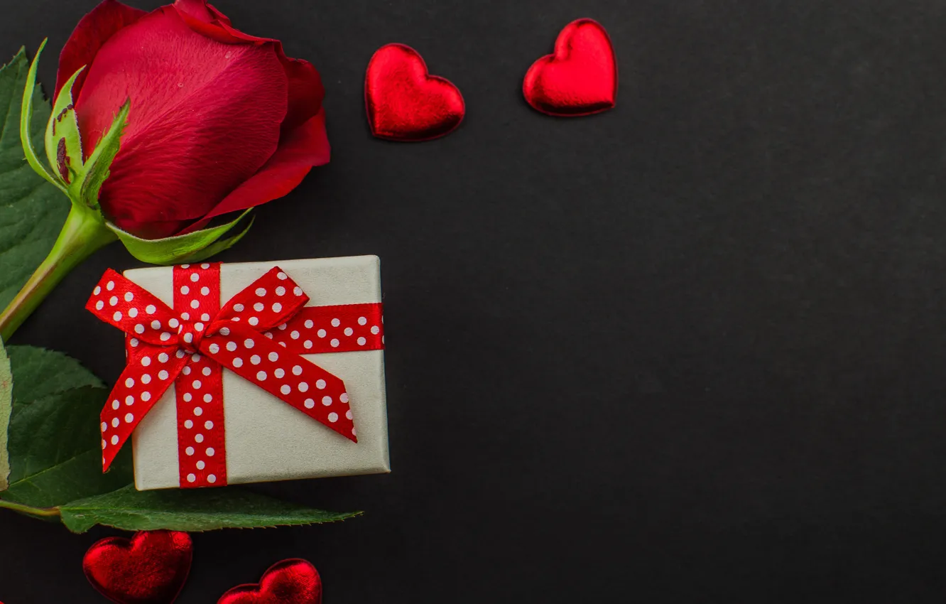 Photo wallpaper red, gift, chocolate, roses, candy, hearts, red, love