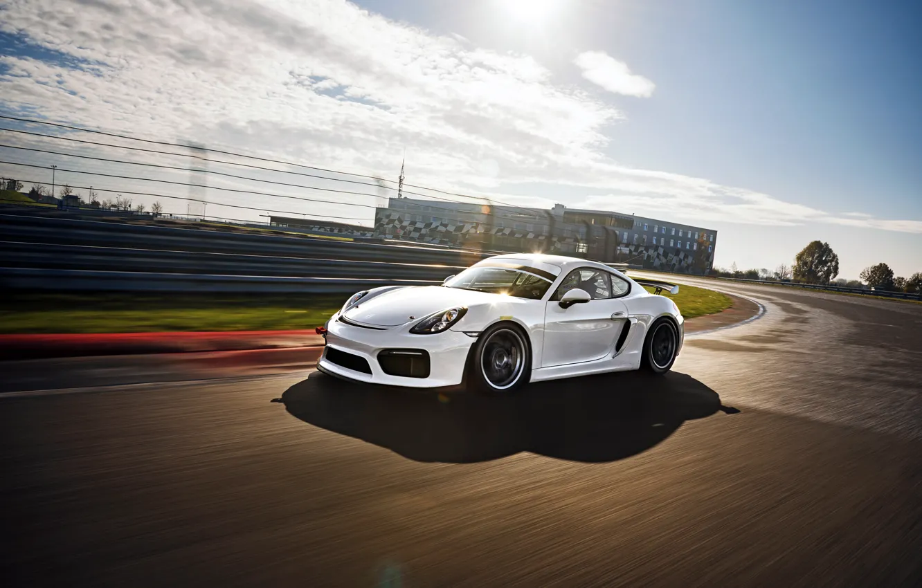 Photo wallpaper clubsport, speed, movement, track, Porsche, Cayman, GT4, two
