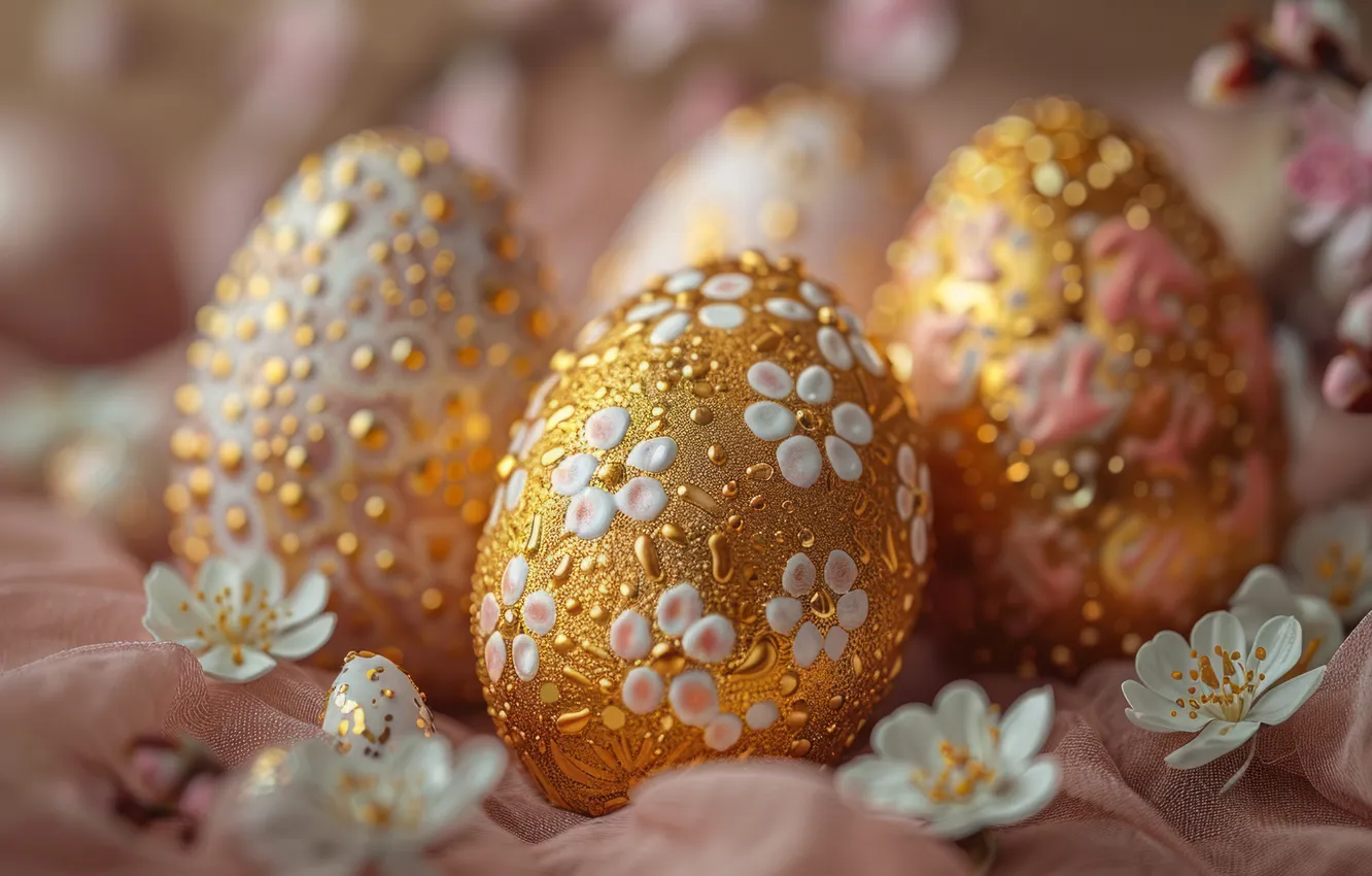 Photo wallpaper holiday, eggs, Easter, painting, painted, AI art, Easter background, neural network