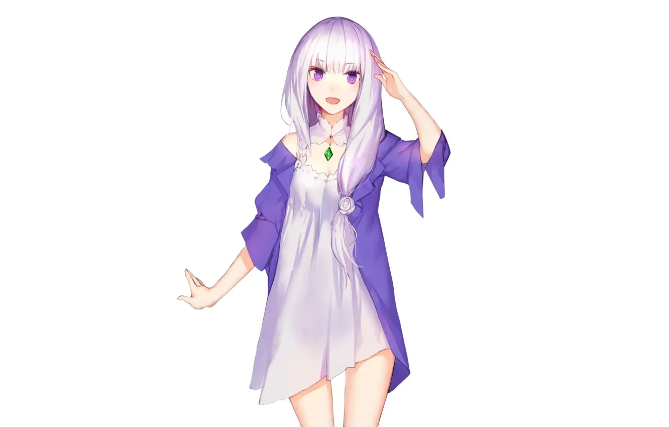 Photo wallpaper white background, Re: Zero kara hajime chip isek or Seikatsu, art, girl