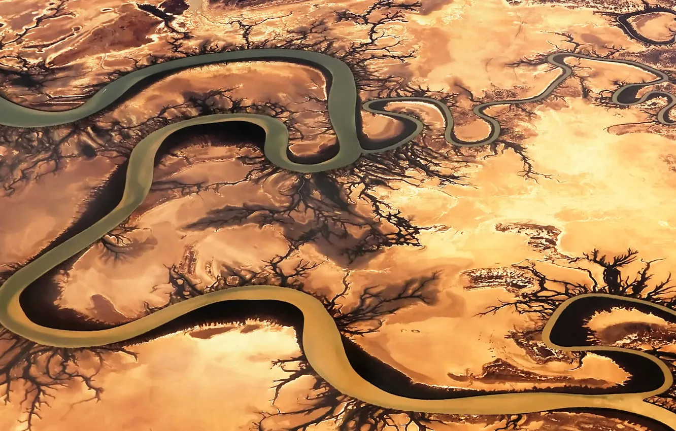 Photo wallpaper Australia, QLD, the river Carron, orbital view of the Earth