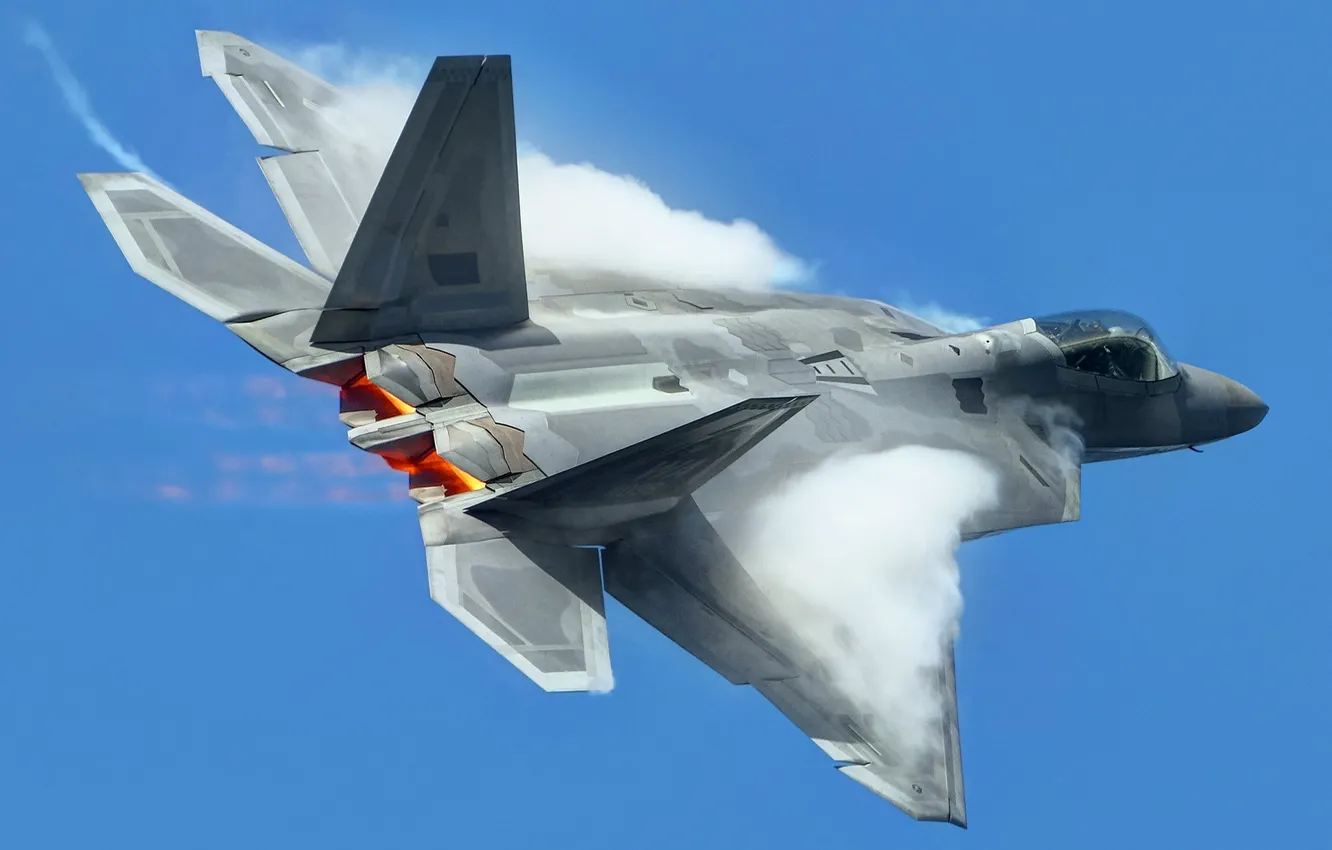 Photo wallpaper the sky, weapons, the plane, F-22 Raptor