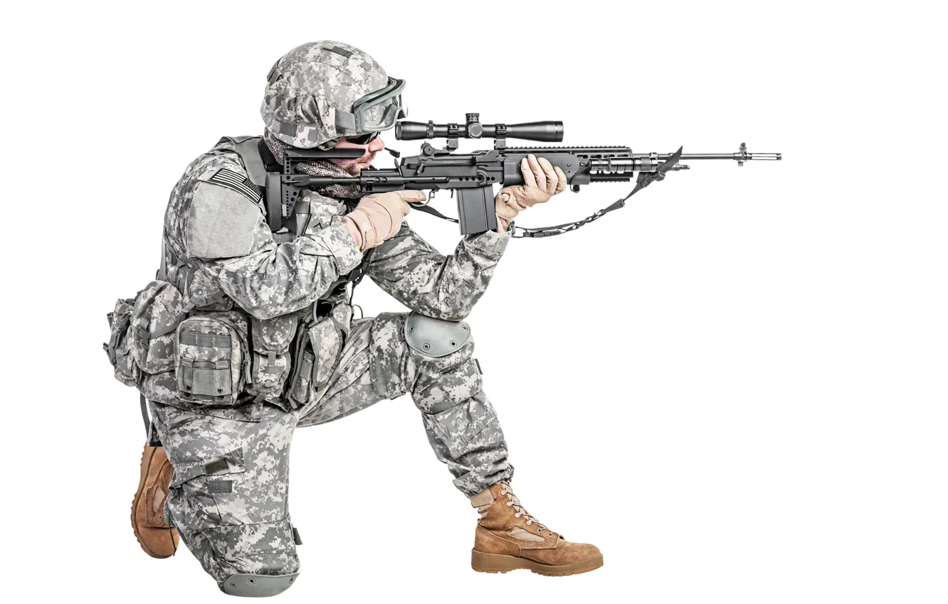 Photo wallpaper pose, weapons, shoes, glasses, soldiers, white background, gloves, helmet