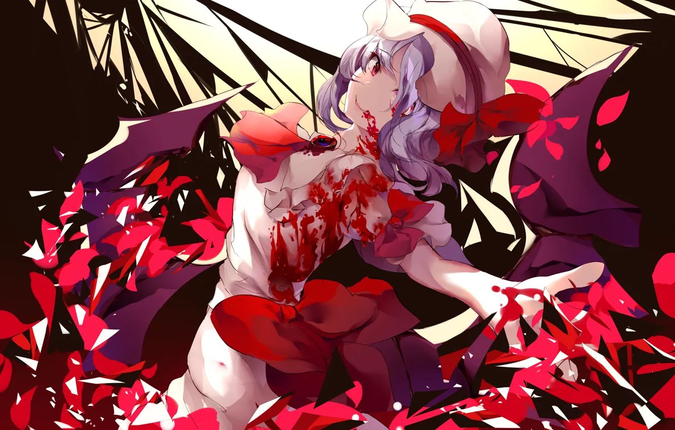 Photo wallpaper girl, blood, the demon, touhou, Touhou, Touhou