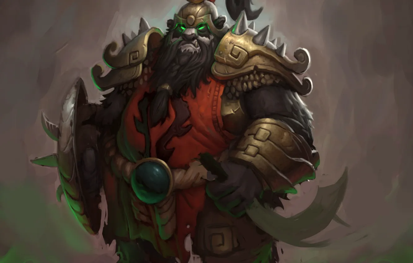 Photo wallpaper sign, warrior, Panda, armor, coat of arms, wow, Horde, Horde