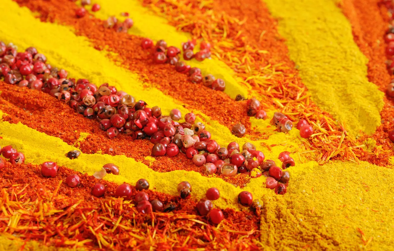 Photo wallpaper the sun, berries, spices, powder