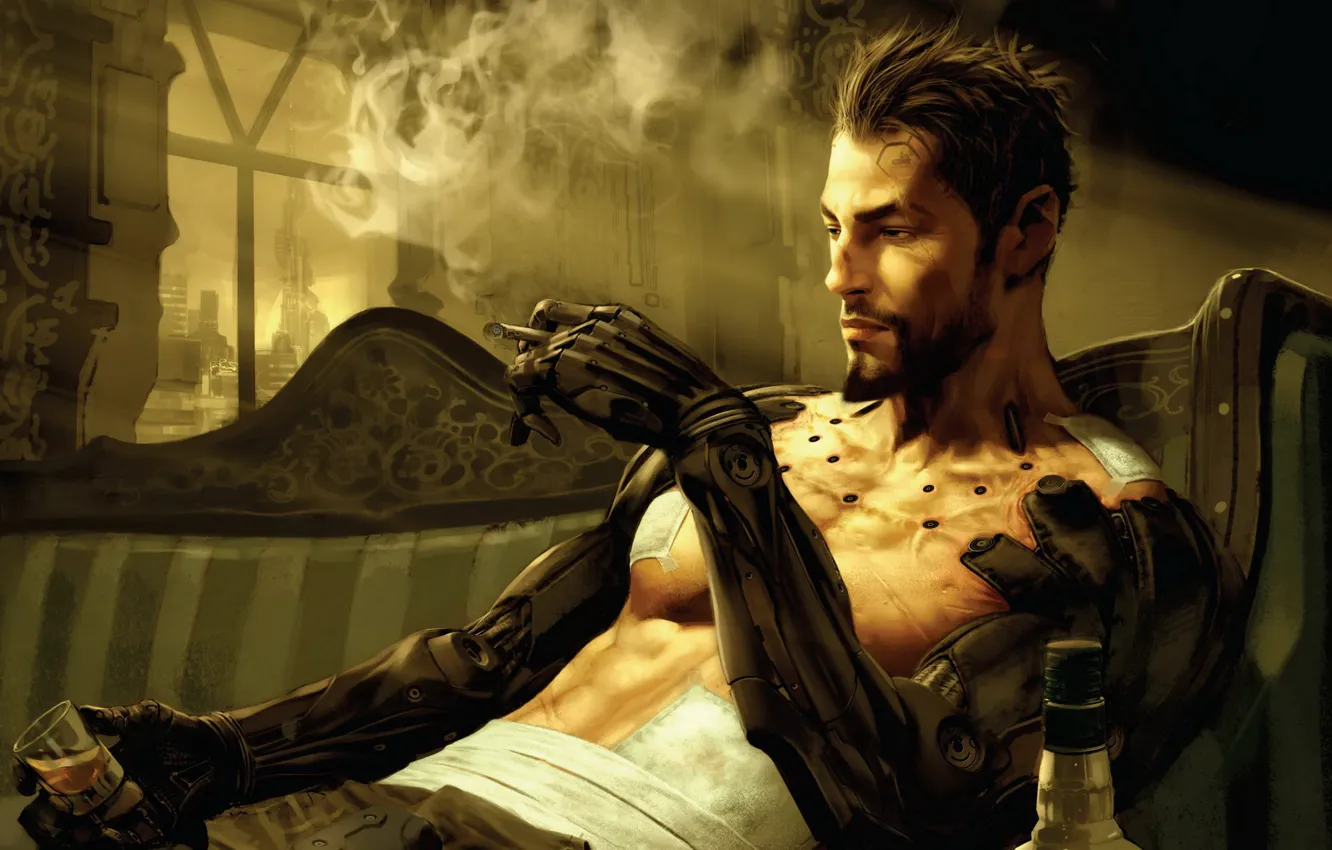 Photo wallpaper smokes, Deus Ex: Human Revolution, Deus Ex 3, implants combat sample