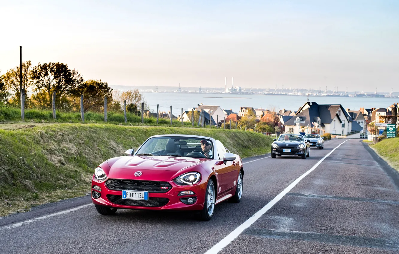 Photo wallpaper road, movement, convertible, cars, Fiat, cabriolet, metallic, Spider-Europe