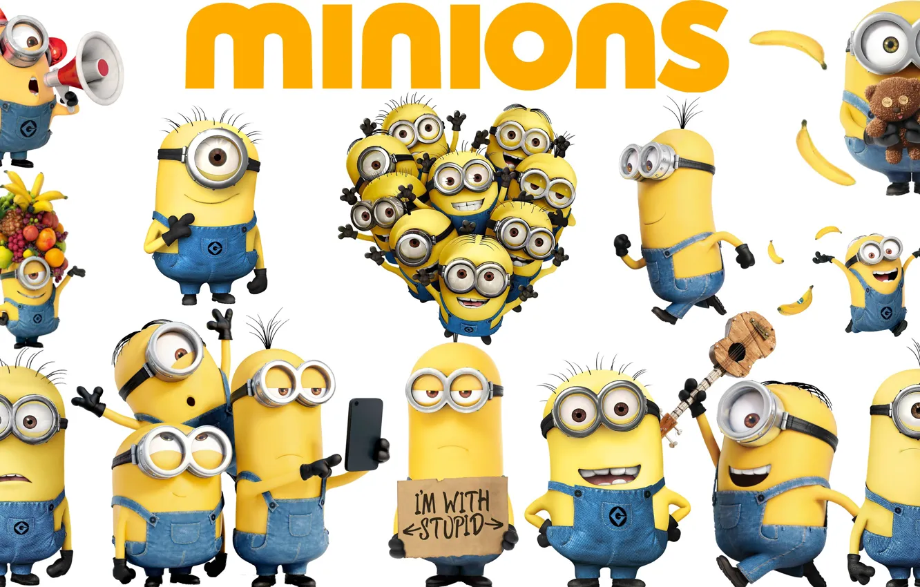 Photo wallpaper yellow, animated film, Minions, Despicable Me 2, Despicable Me, Minion, Dave, animated movie