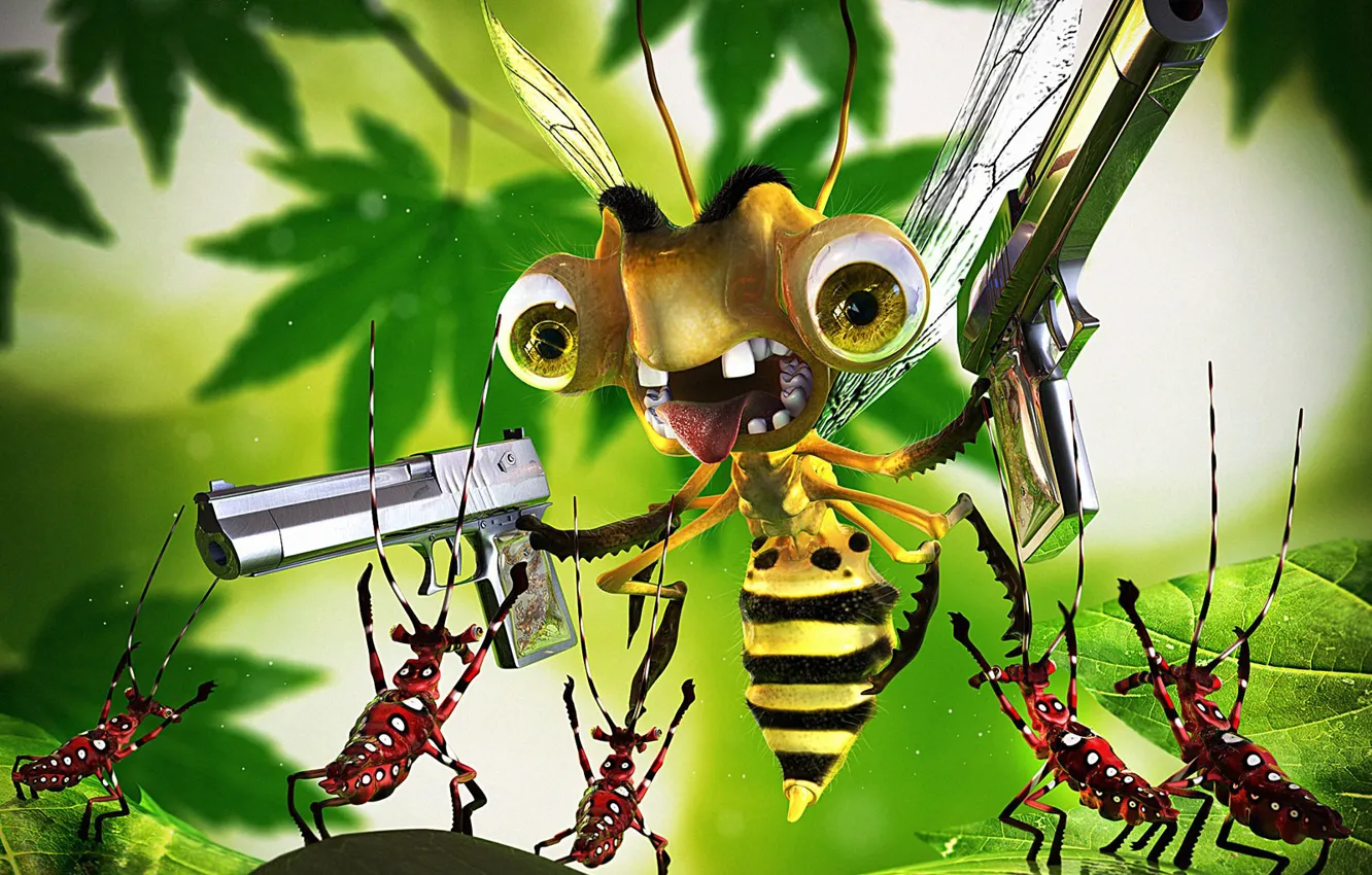 Photo wallpaper weapons, Bee, bugs