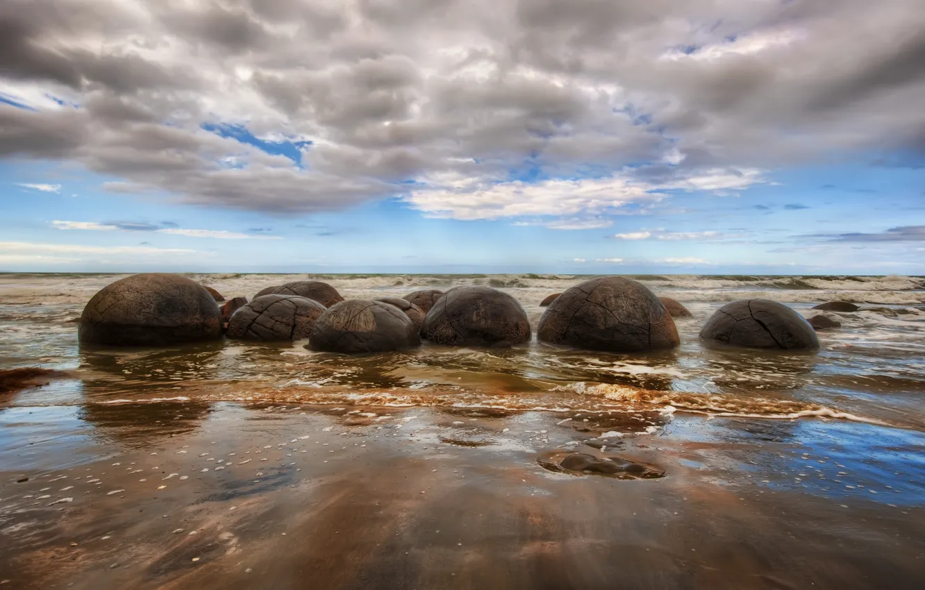 Photo wallpaper sea, water, landscape, nature, stones