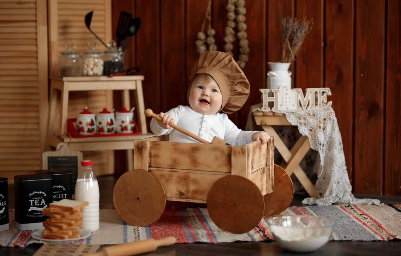 Photo wallpaper children, baby, scullion