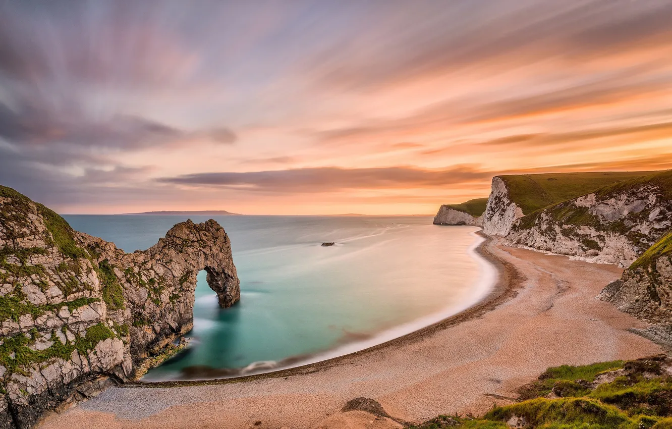 Photo wallpaper beach, the sky, England, excerpt, The Jurassic coast, Deral-Dor, the rocky gate