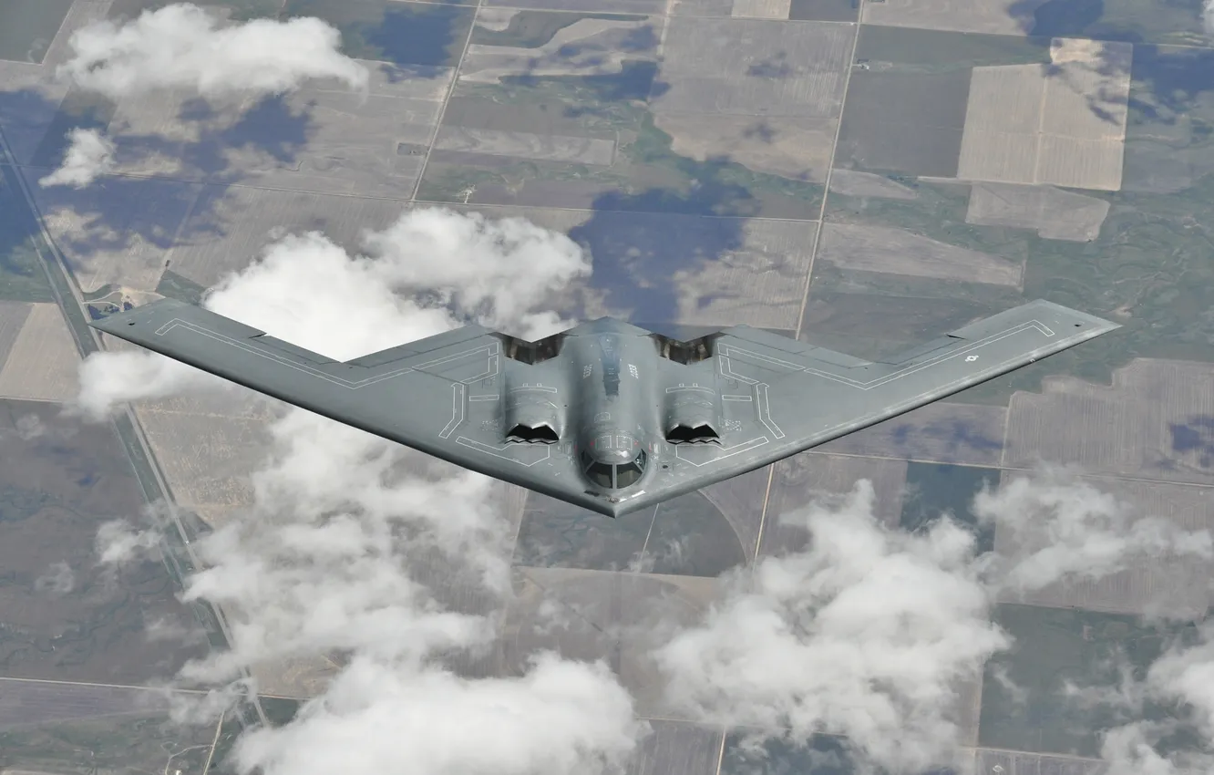 Photo wallpaper flight, earth, bomber, strategic, unobtrusive, B-2 Spirit, heavy
