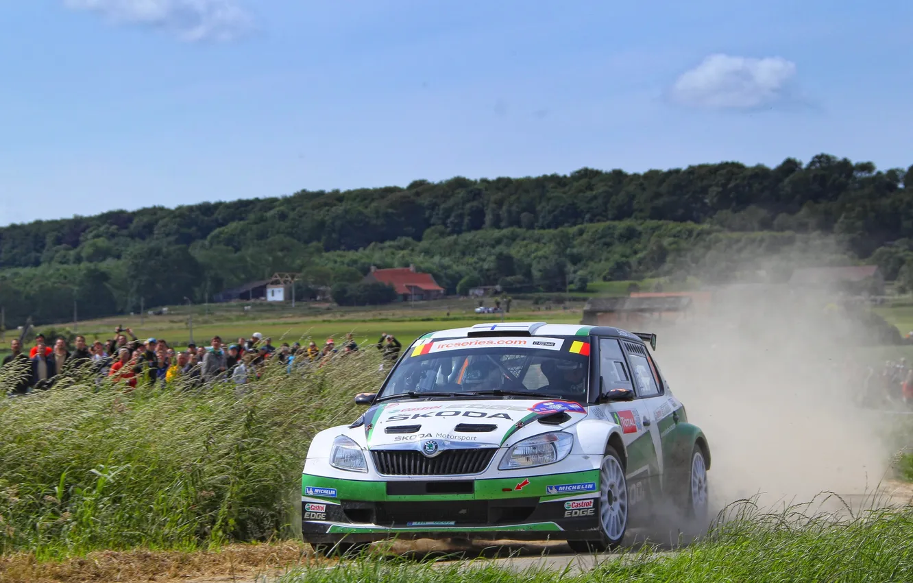 Photo wallpaper sport, people, The hood, car, the front, Rally, Skoda, Fabia