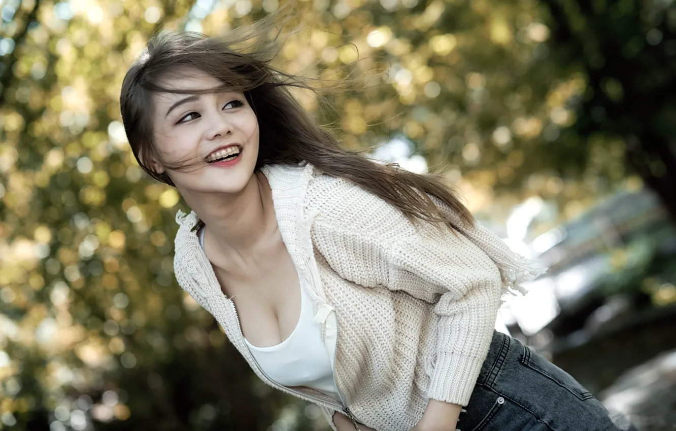 Photo wallpaper girl, smile, Asian
