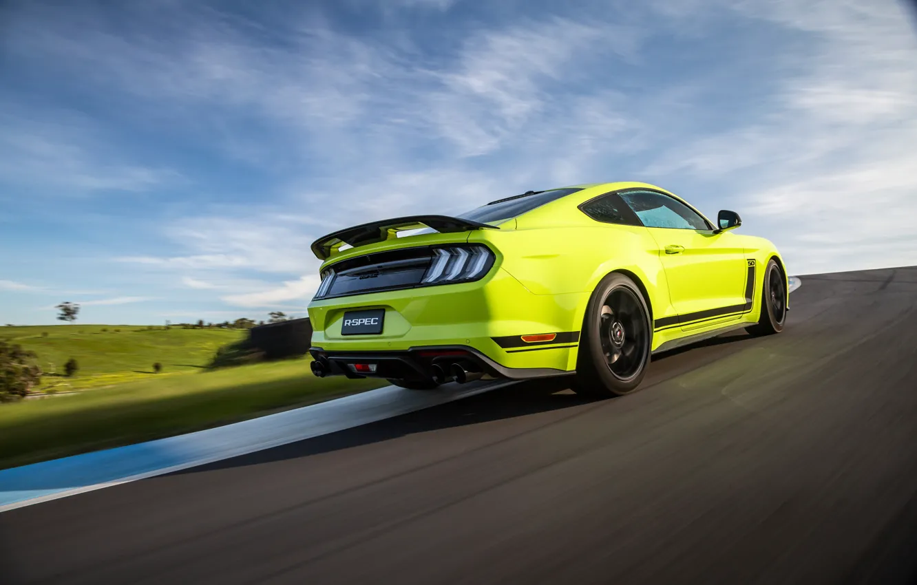 Photo wallpaper speed, Mustang, Ford, racing track, AU-spec, R-Spec, 2019, Australia version