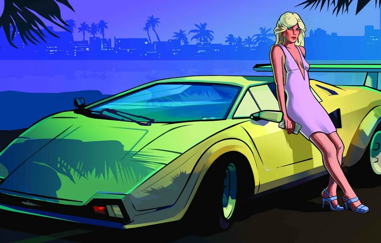 Photo wallpaper the city, cars, cars, girls, games, Rockstar, gta, gta vice city
