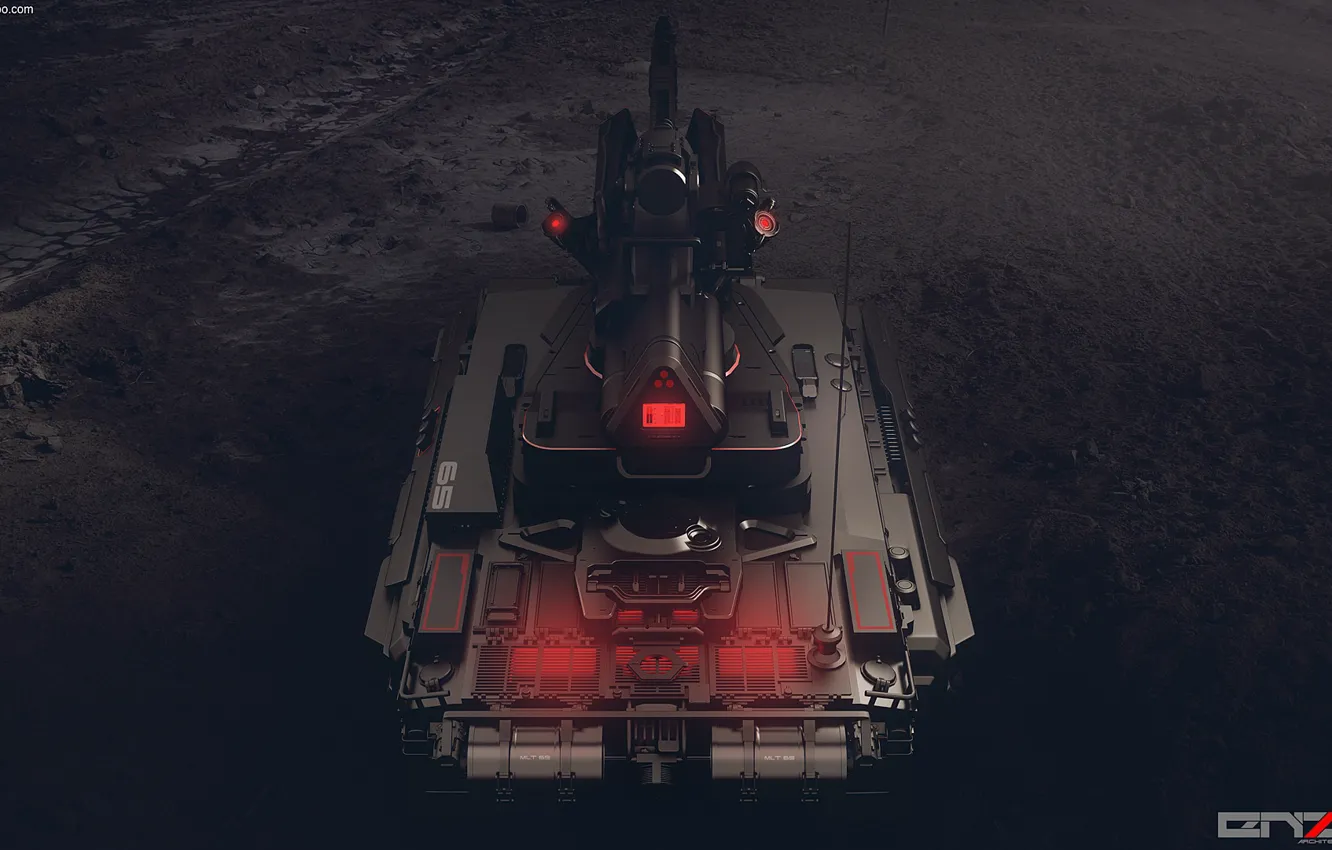 Photo wallpaper tank, back, Light tank concept