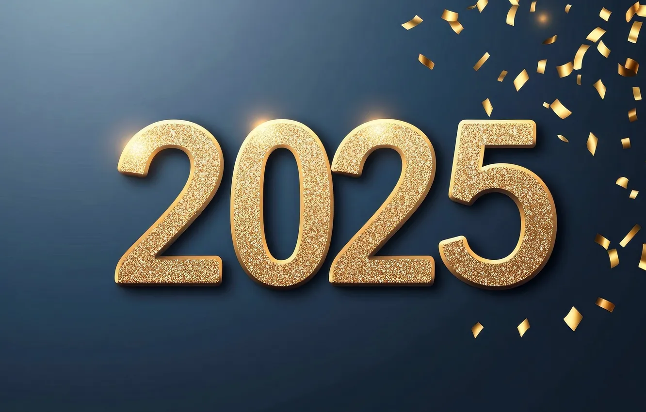 Photo wallpaper new year, figures, golden, New Year, numbers, 2025