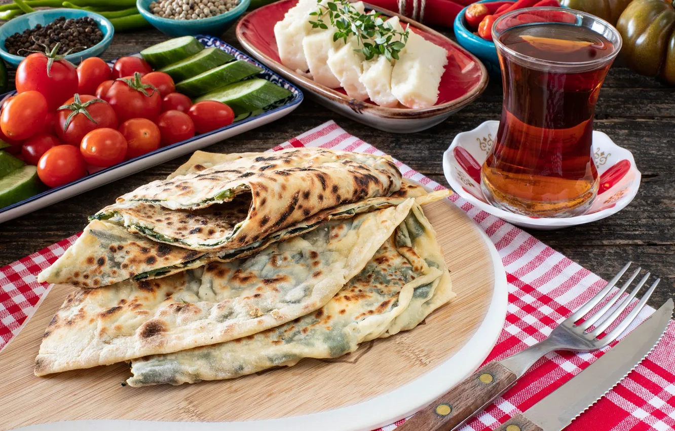 Photo wallpaper breakfast, tea, pastry