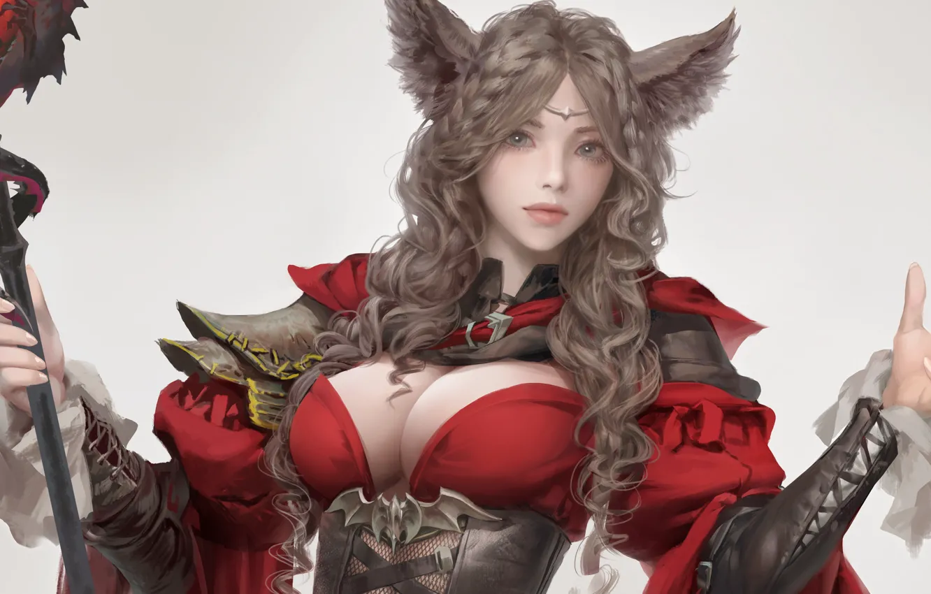 Photo wallpaper girl, magic, art, braid, ears