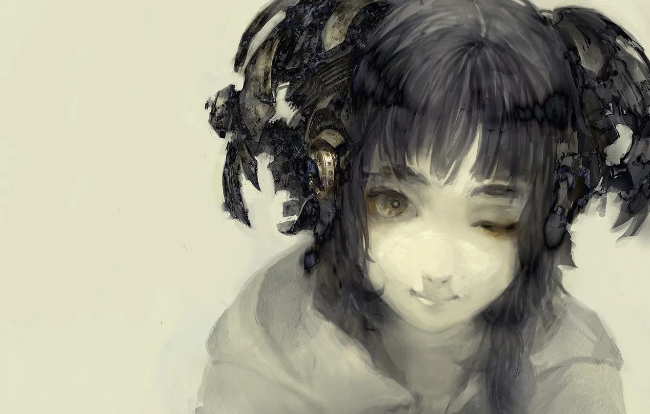 Photo wallpaper girl, portrait, anime, mechagirl, art, polychromatic, Sugimoto Gang