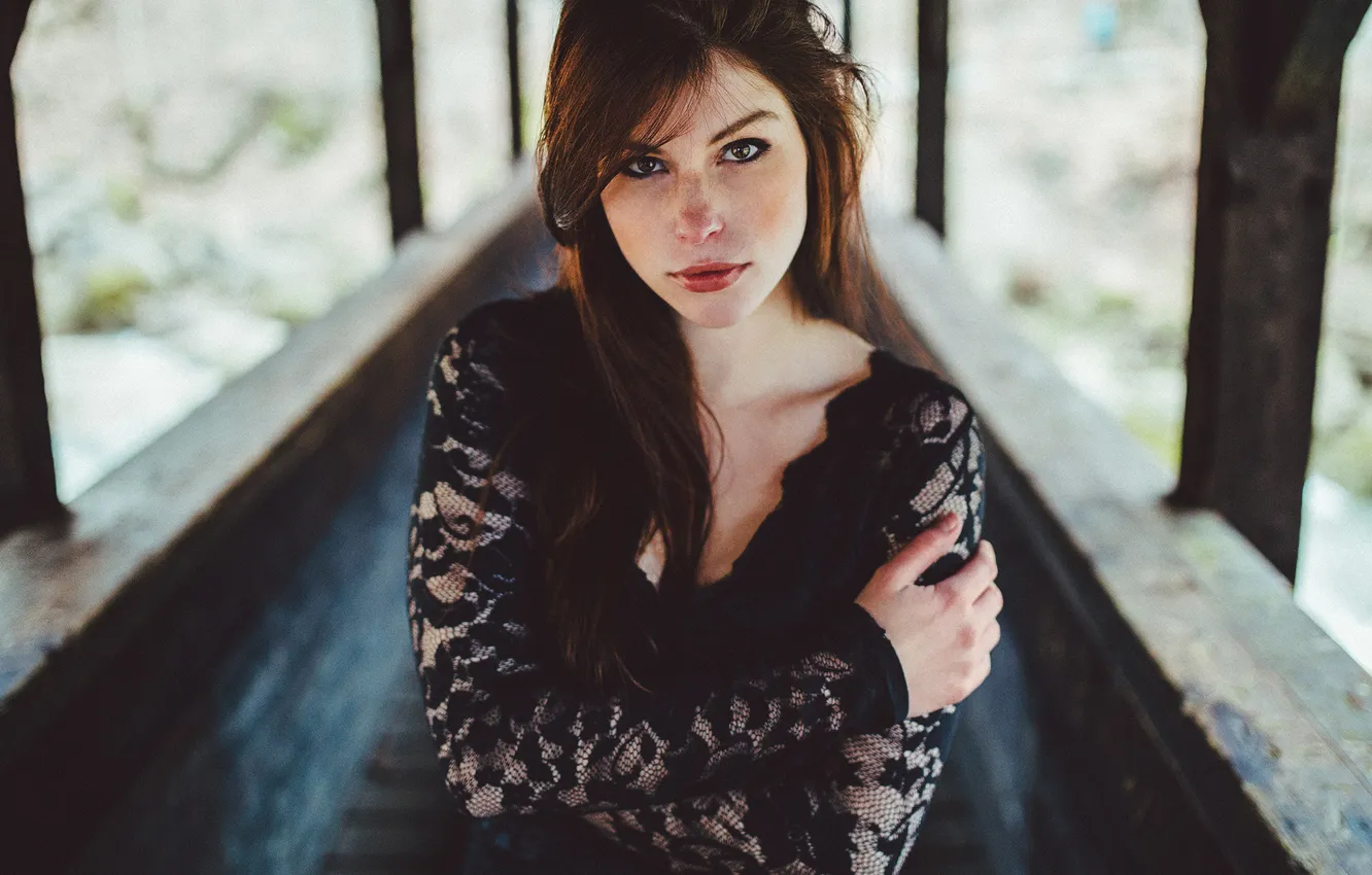 Photo wallpaper look, girl, freckles, red