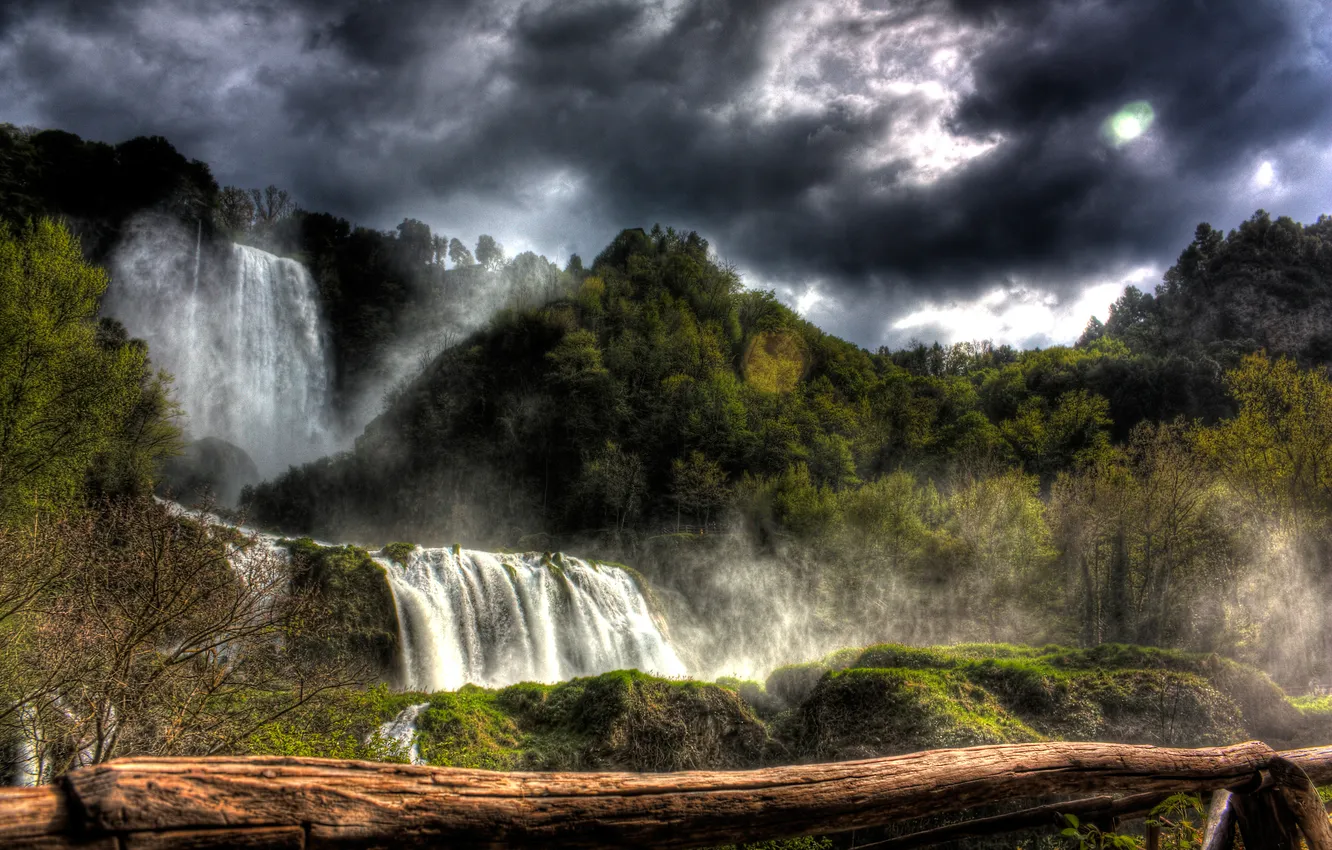 Photo wallpaper forest, nature, waterfall