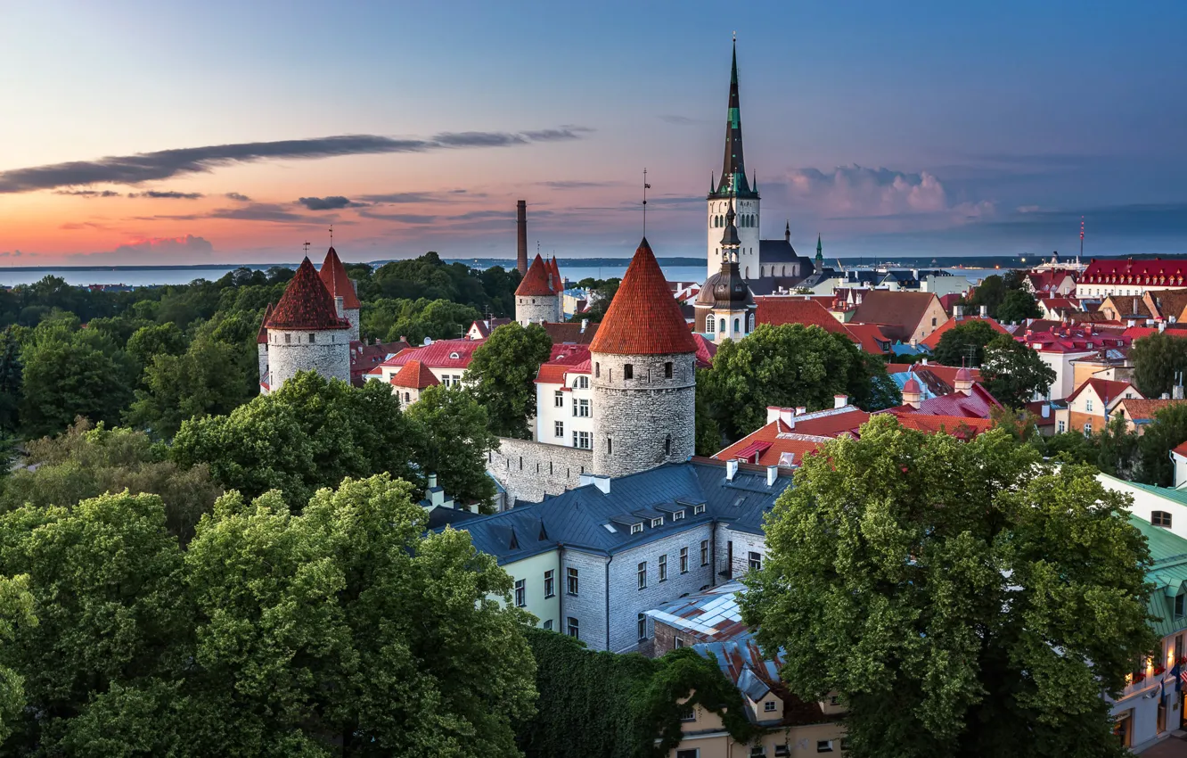 Photo wallpaper summer, the city, home, the evening, Estonia, Tallinn, August