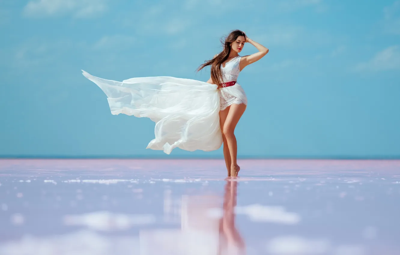 Photo wallpaper girl, dress, legs, cute, tan