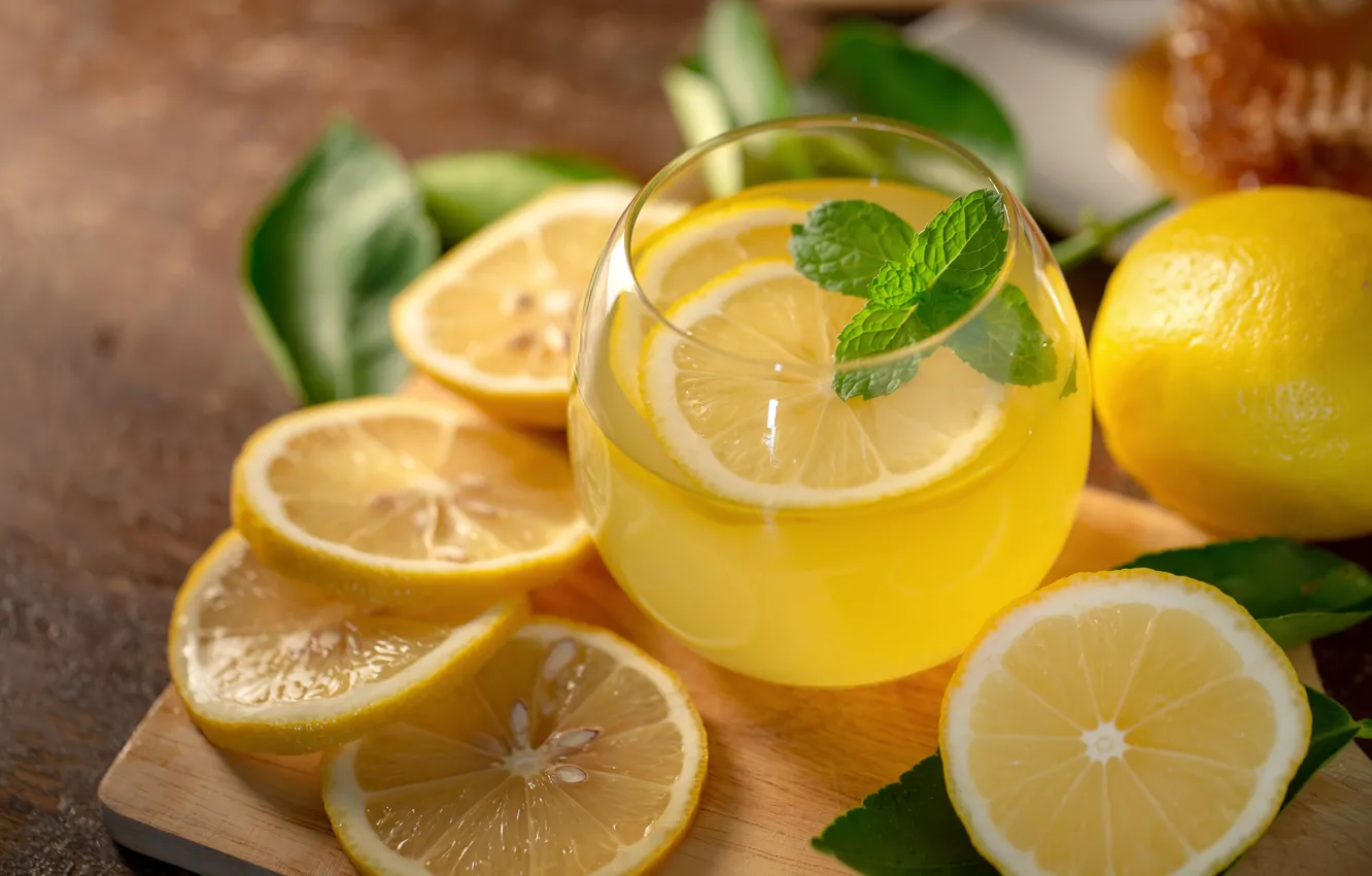 Photo wallpaper lemon, mint, Lemonade