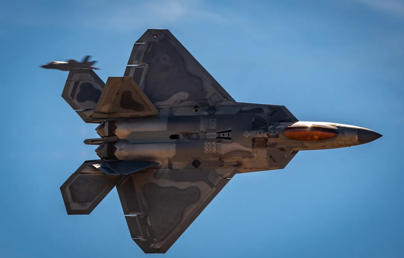 Photo wallpaper unobtrusive, UNITED STATES AIR FORCE, multi-purpose fighter of the fifth generation, Lockheed/Boeing F-22 Raptor