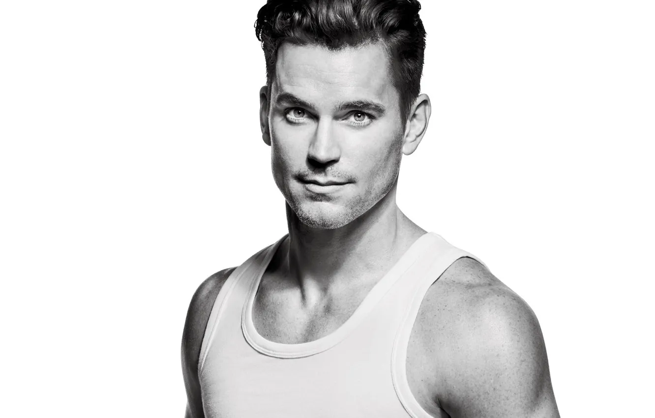 Photo wallpaper Mike, actor, black and white, Matt Bomer