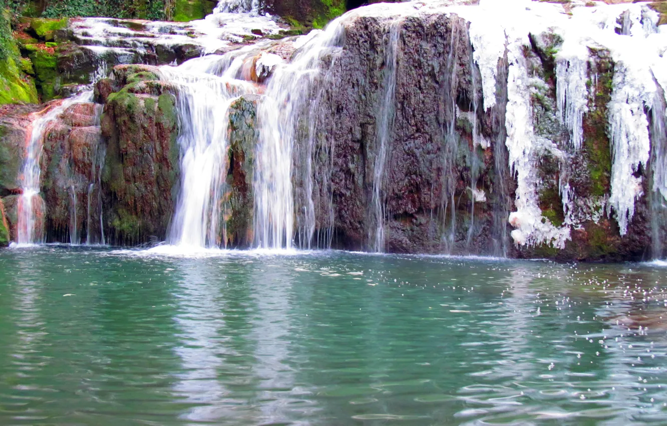 Photo wallpaper water, mountains, waterfall