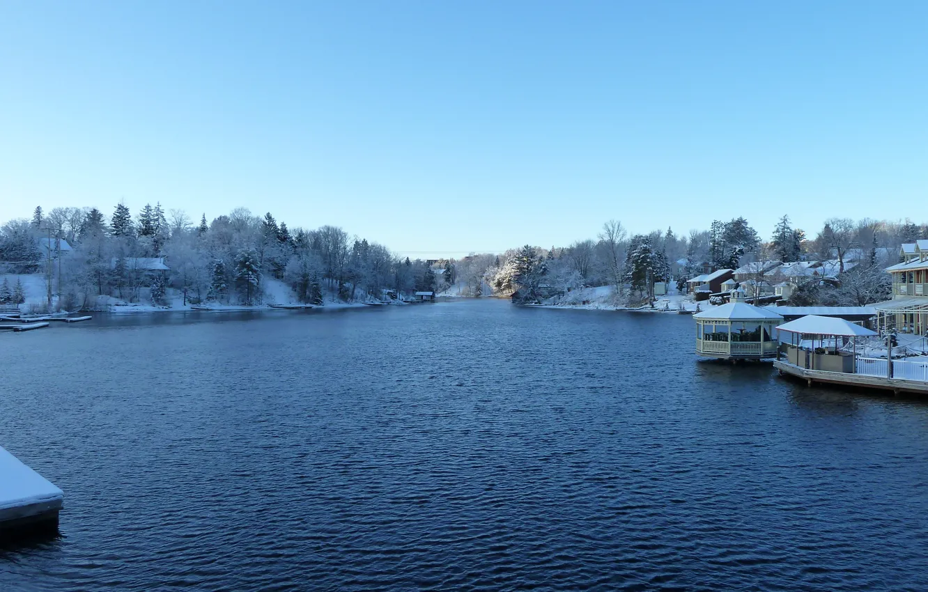 Photo wallpaper winter, lake, snow, Ontario, frost, Muskoka, SparkyGT