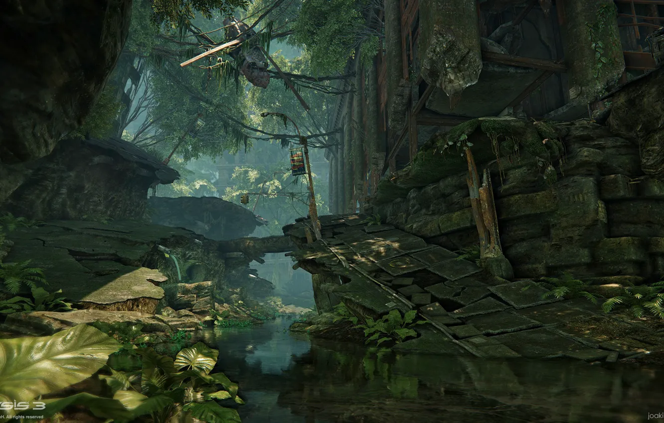 Photo wallpaper rocks, channel, helicopter, Financial District, Crysis 3 MP