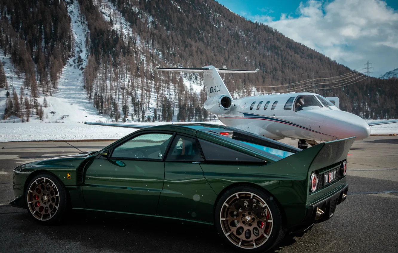 Photo wallpaper car, plane, Lancia Rally, restomod, Kimera EVO37 Esmeralda