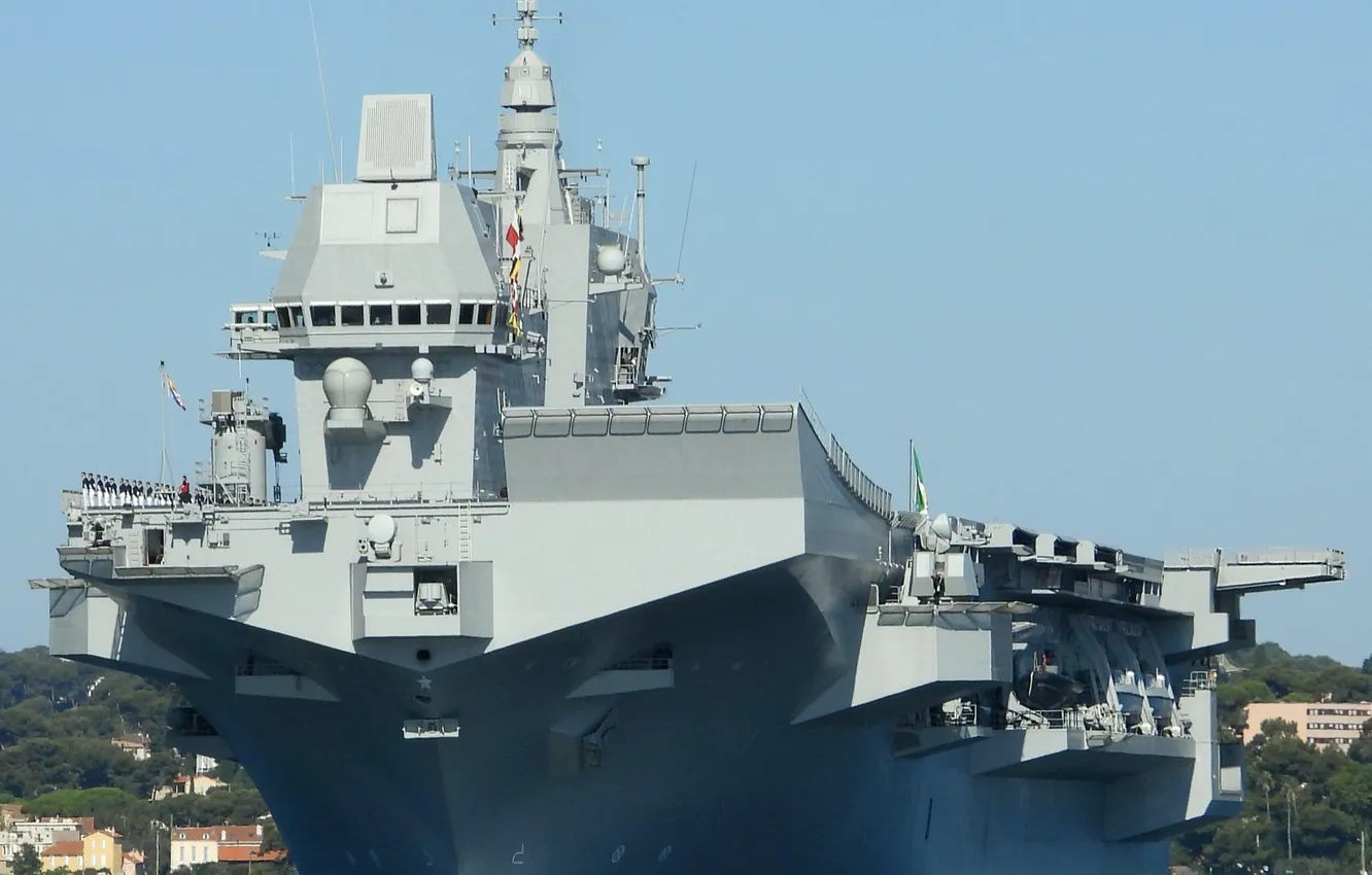 Photo wallpaper Navy, helicopter, landing ship, LHD Trieste