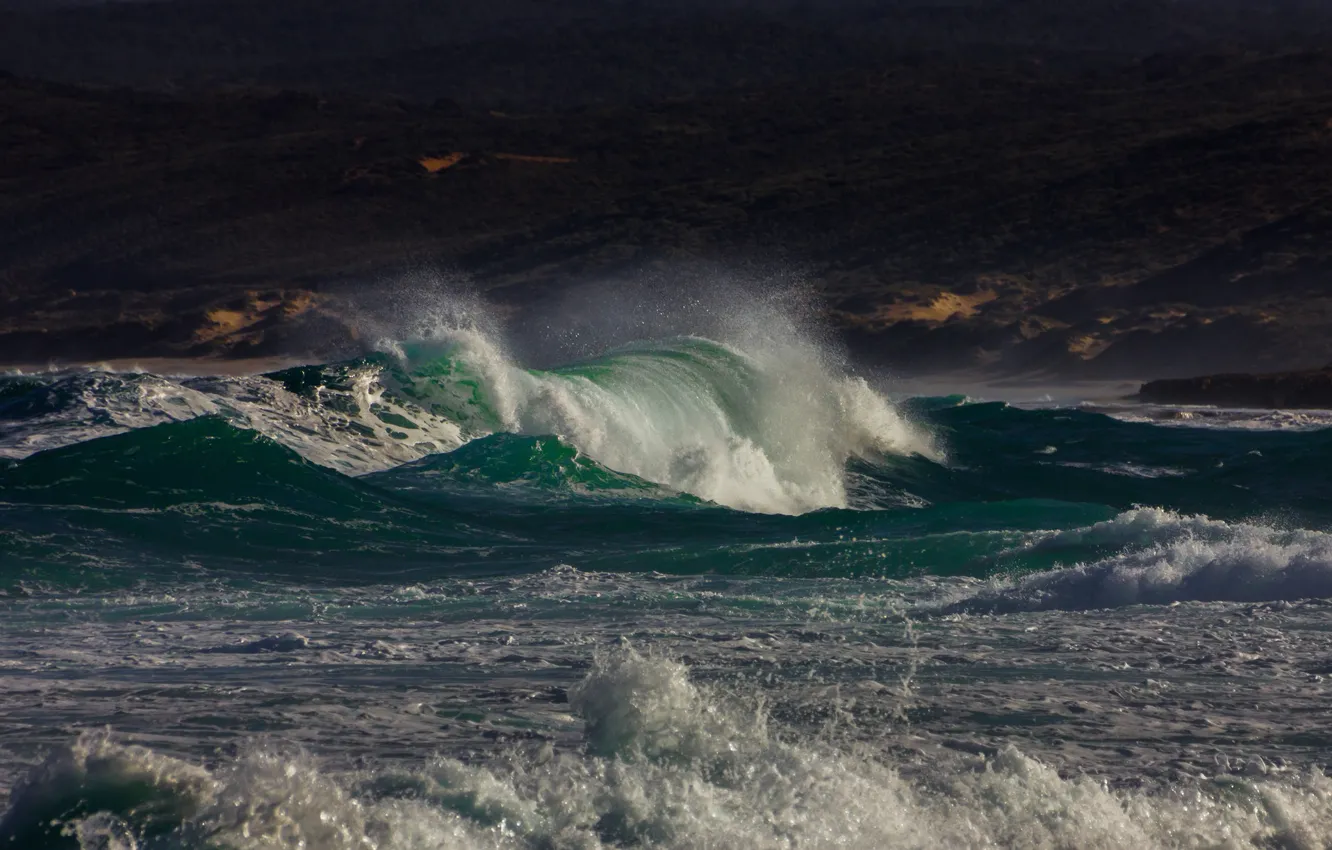 Photo wallpaper sea, wave, squirt, storm, shore, The Indian ocean
