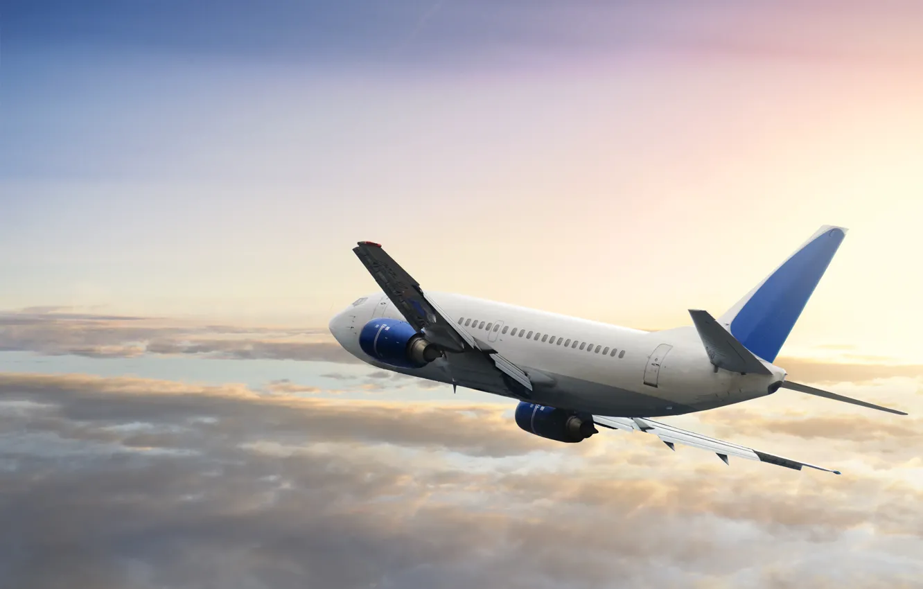Photo wallpaper the sky, clouds, flight, the plane, Boeing, passenger