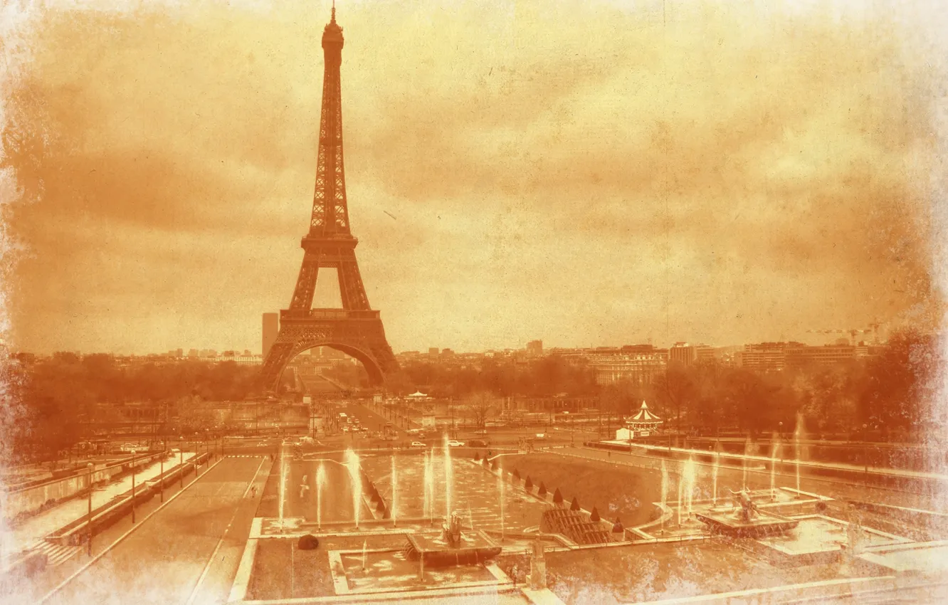 Photo wallpaper retro, France, Paris, Eiffel tower