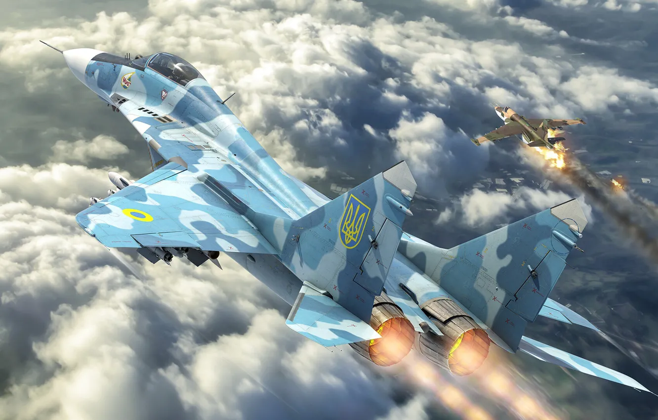 Photo wallpaper The MiG-29, the fourth generation, Su-25, Fulcrum, OKB MiG, Soviet multipurpose fighter, Ukrainian air force, …