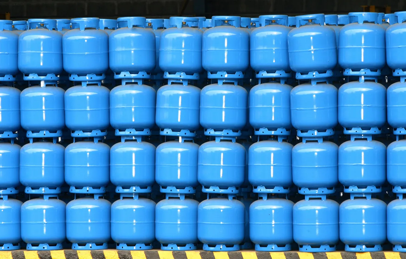Photo wallpaper blue, Order, accumulation, gas cylinders
