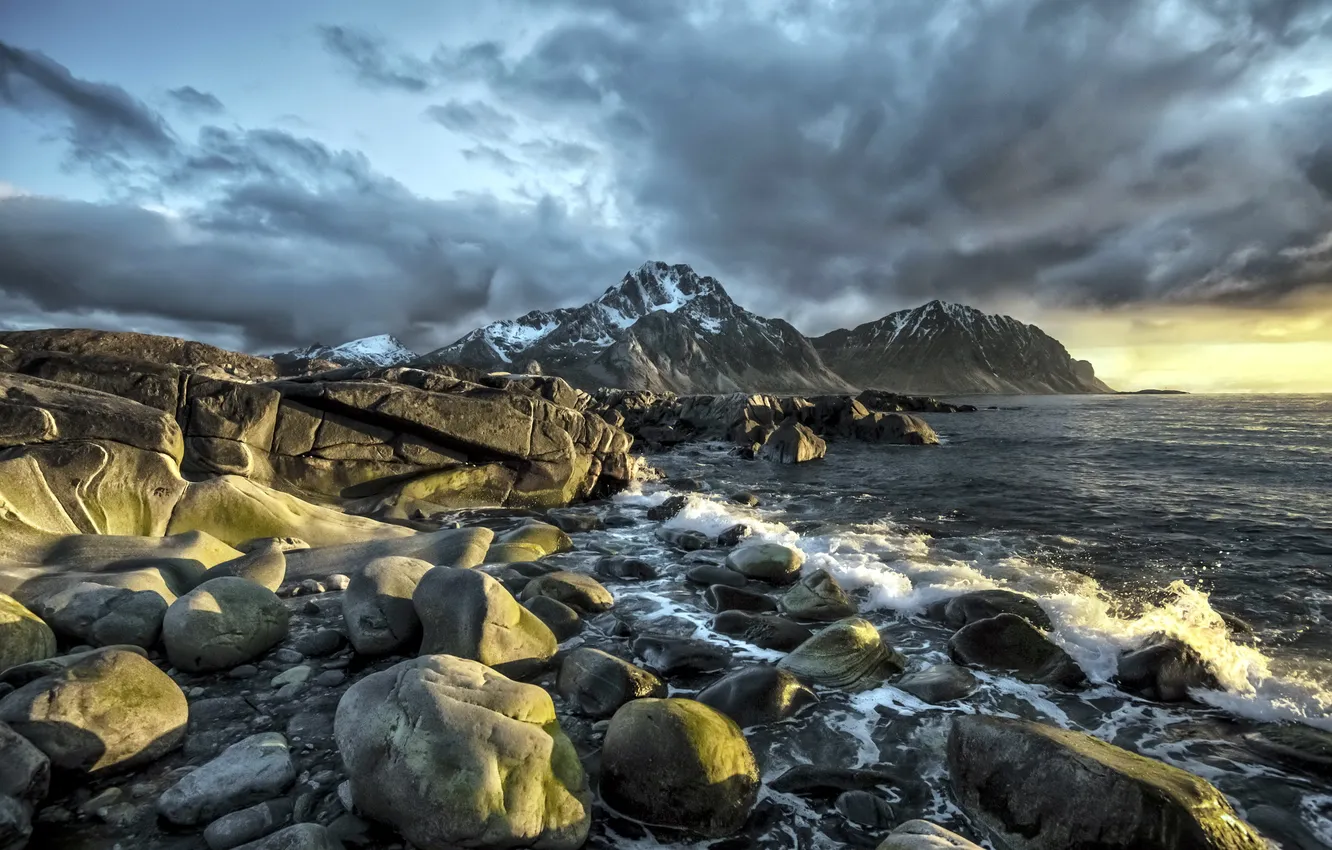 Photo wallpaper sea, landscape, rocks, shore
