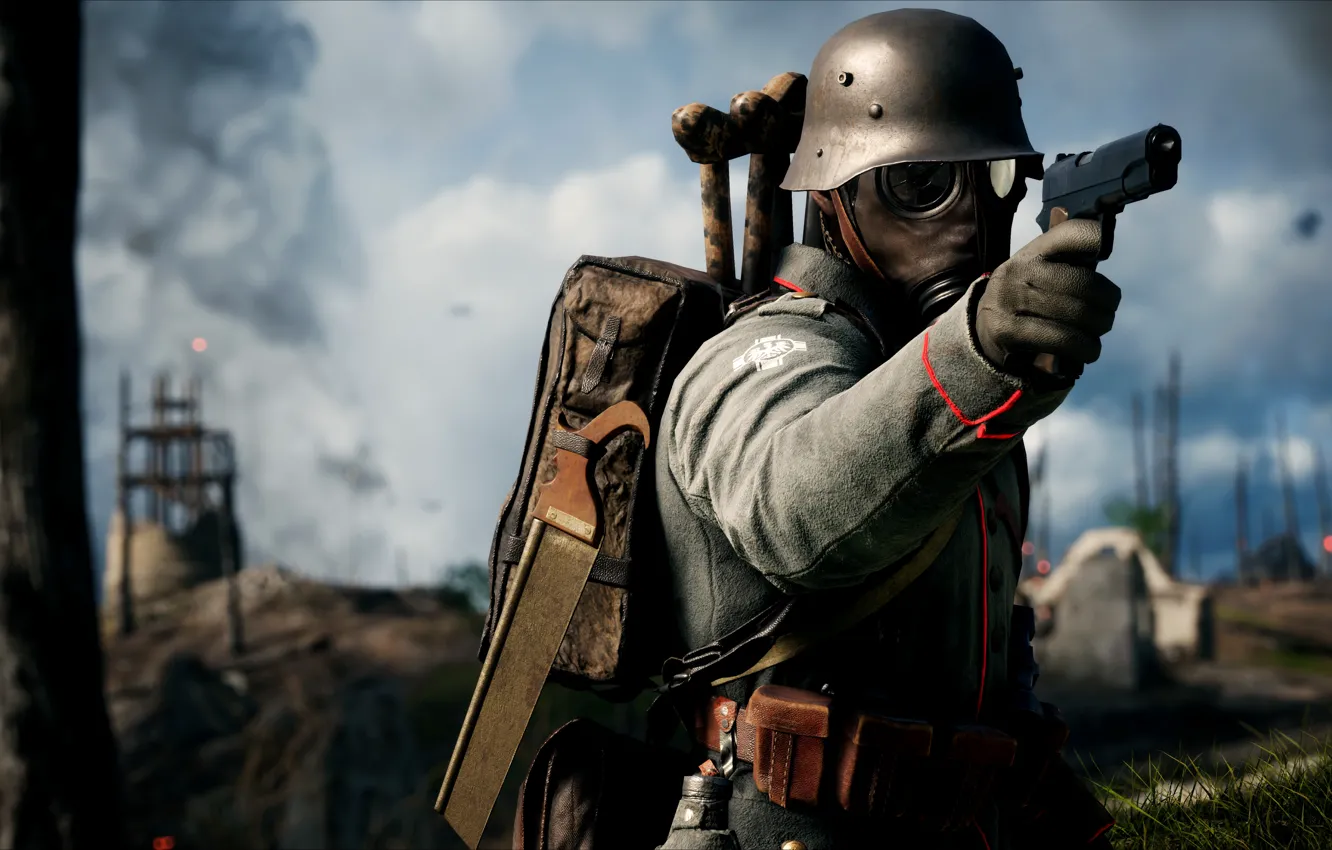 Photo wallpaper gun, weapons, war, the game, soldiers, German, Electronic Arts, Battlefield 1