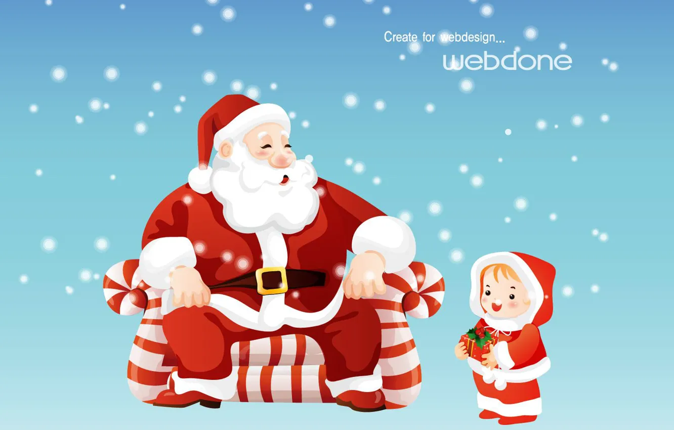 Photo wallpaper winter, snow, childhood, gift, new year, Christmas, tale, Santa Claus