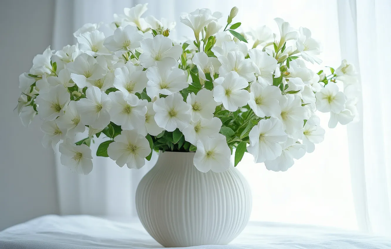 Photo wallpaper flowers, bouquet, vase, AI art, neural network